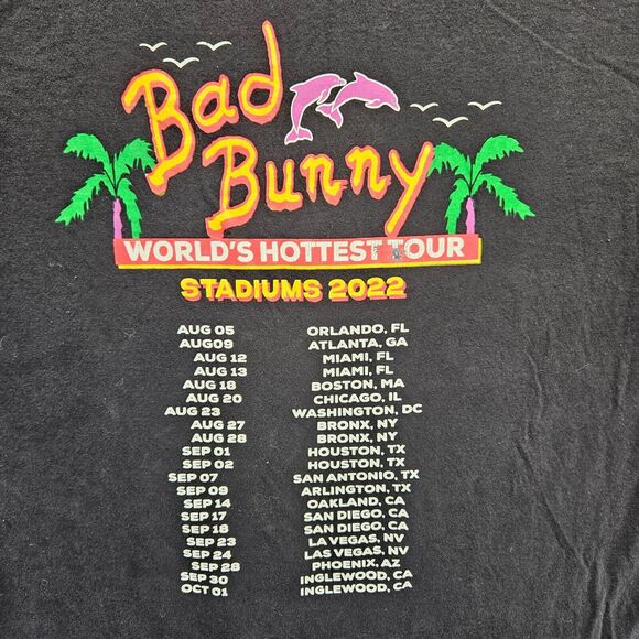 Bad Bunny T-Shirt Mens Large Black 2022 Tour Merch Tee Short Sleeve - Picture 4 of 8